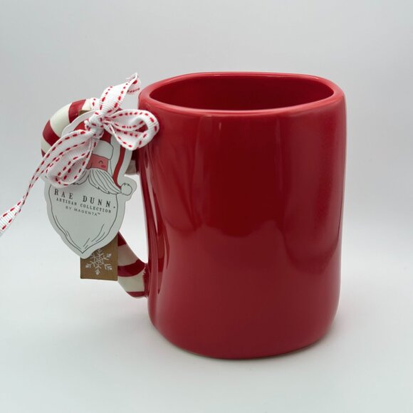 Jolly Christmas mug with a candy cane shaped handle by Rae Dunn - Picture 2 of 3